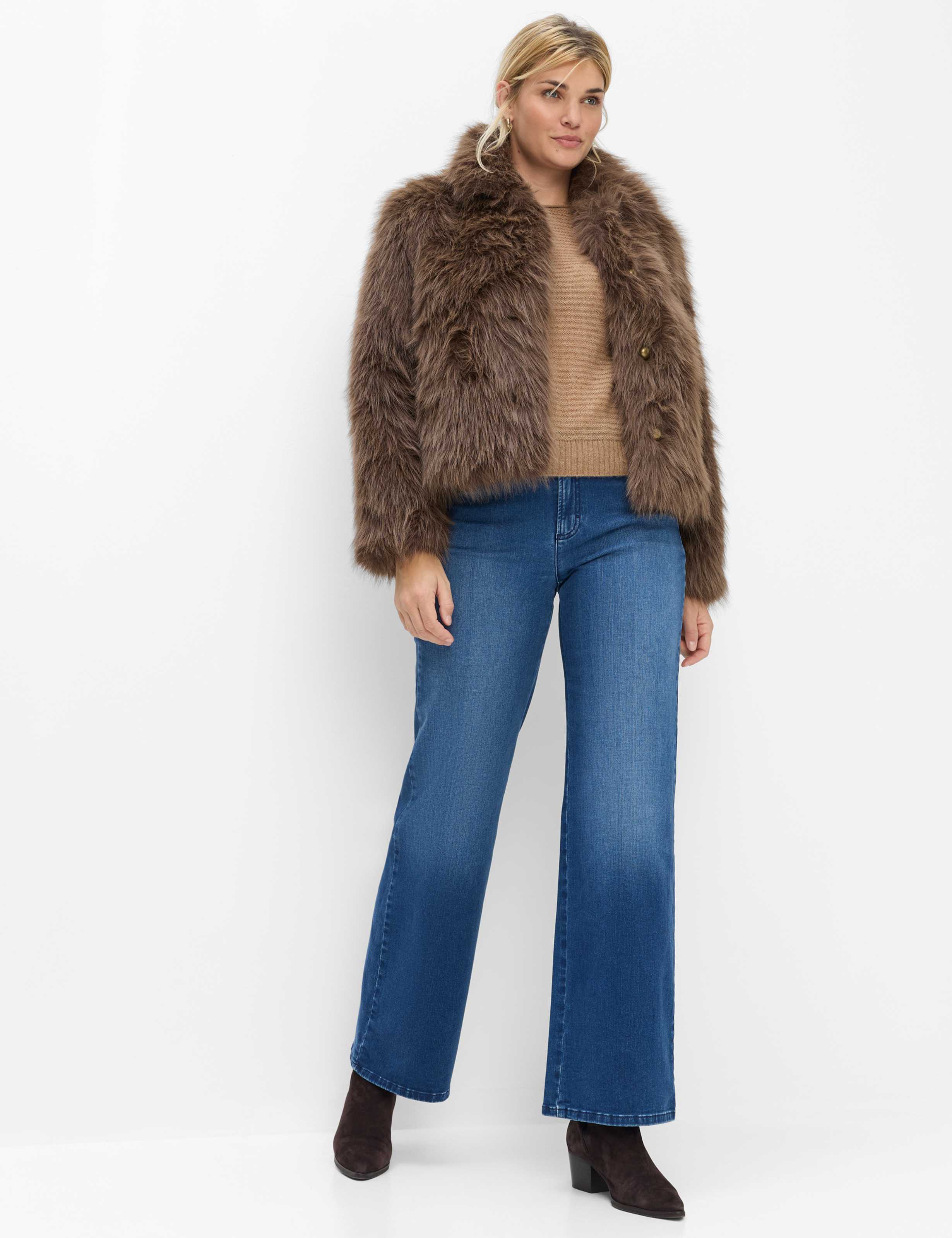 Femme Style MAINE Denim Bleu Regular Wide Leg Tenue du mannequin