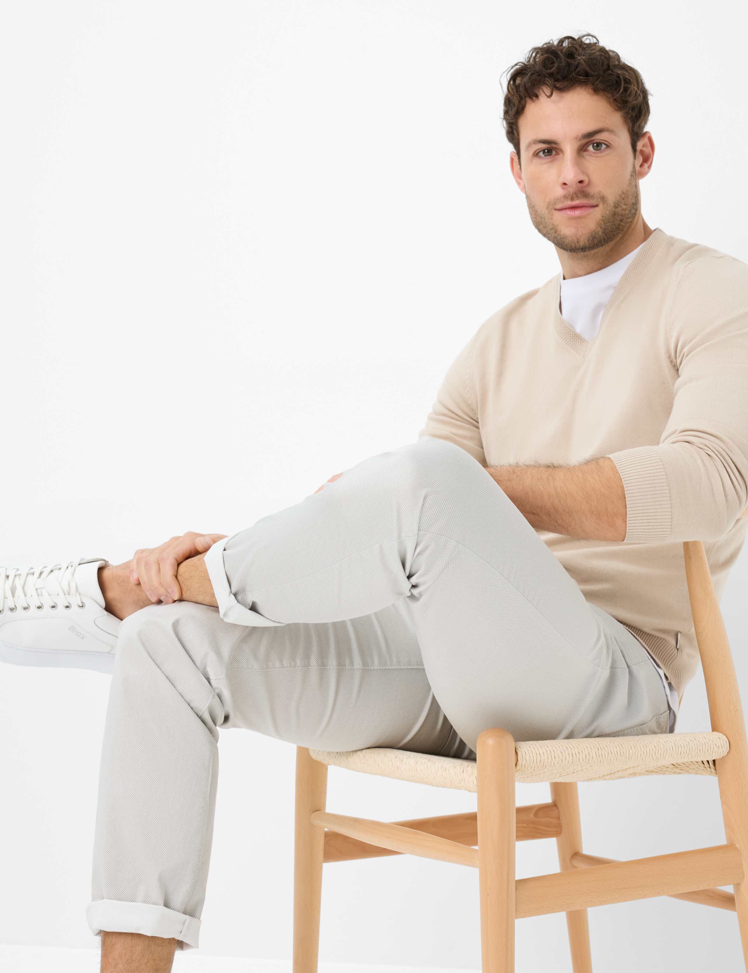 Homme Style CADIZ Beige Clair Straight Fit Détail 1