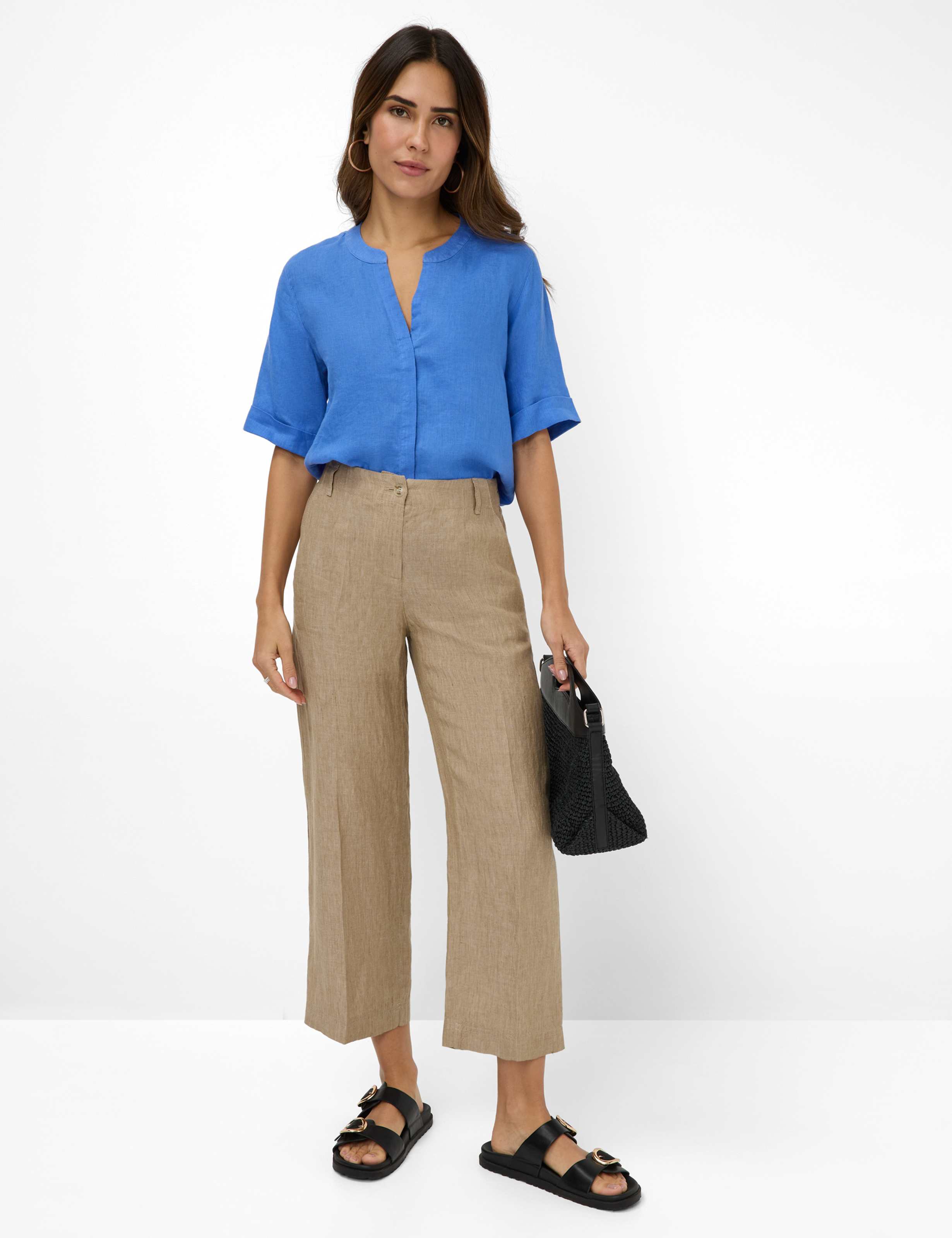 Women Style MAINE S Beige Wide Leg Model Outfit