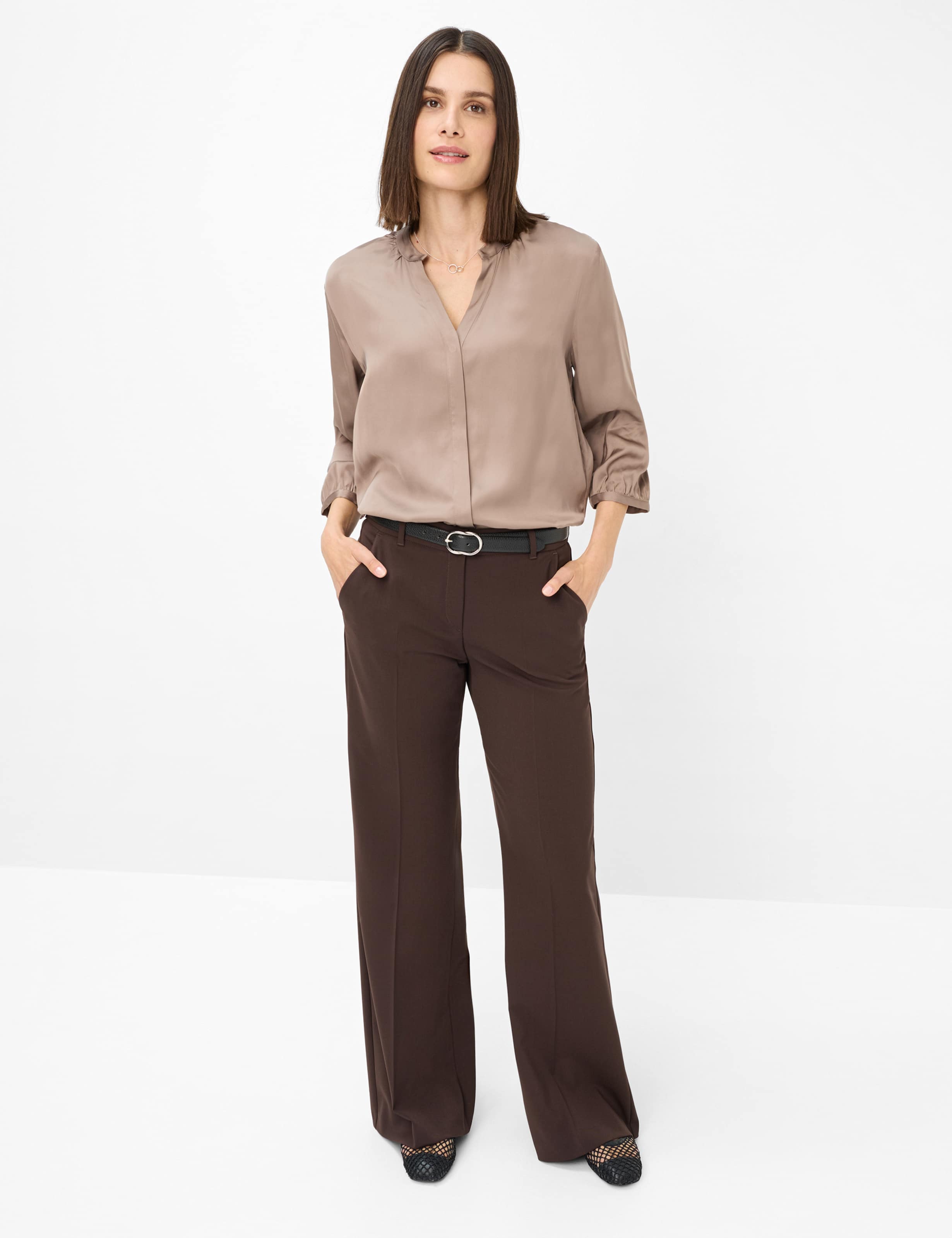 Damen Style MAINE Dunkelbraun Wide Leg Model Outfit