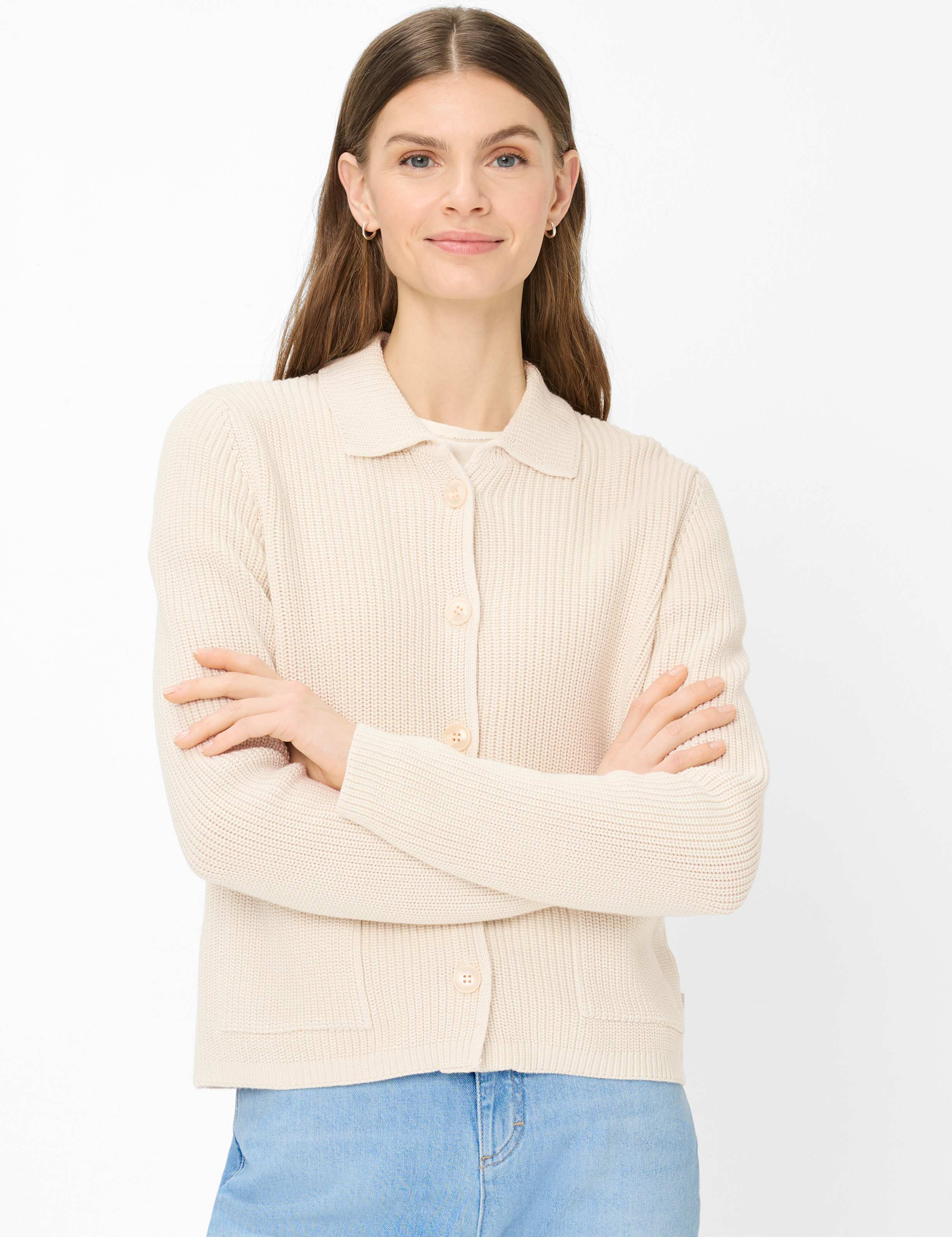 Thumbnail - Brax Damen Strickjacke Style AMI dark ecru, hellbeige, Gr. 40