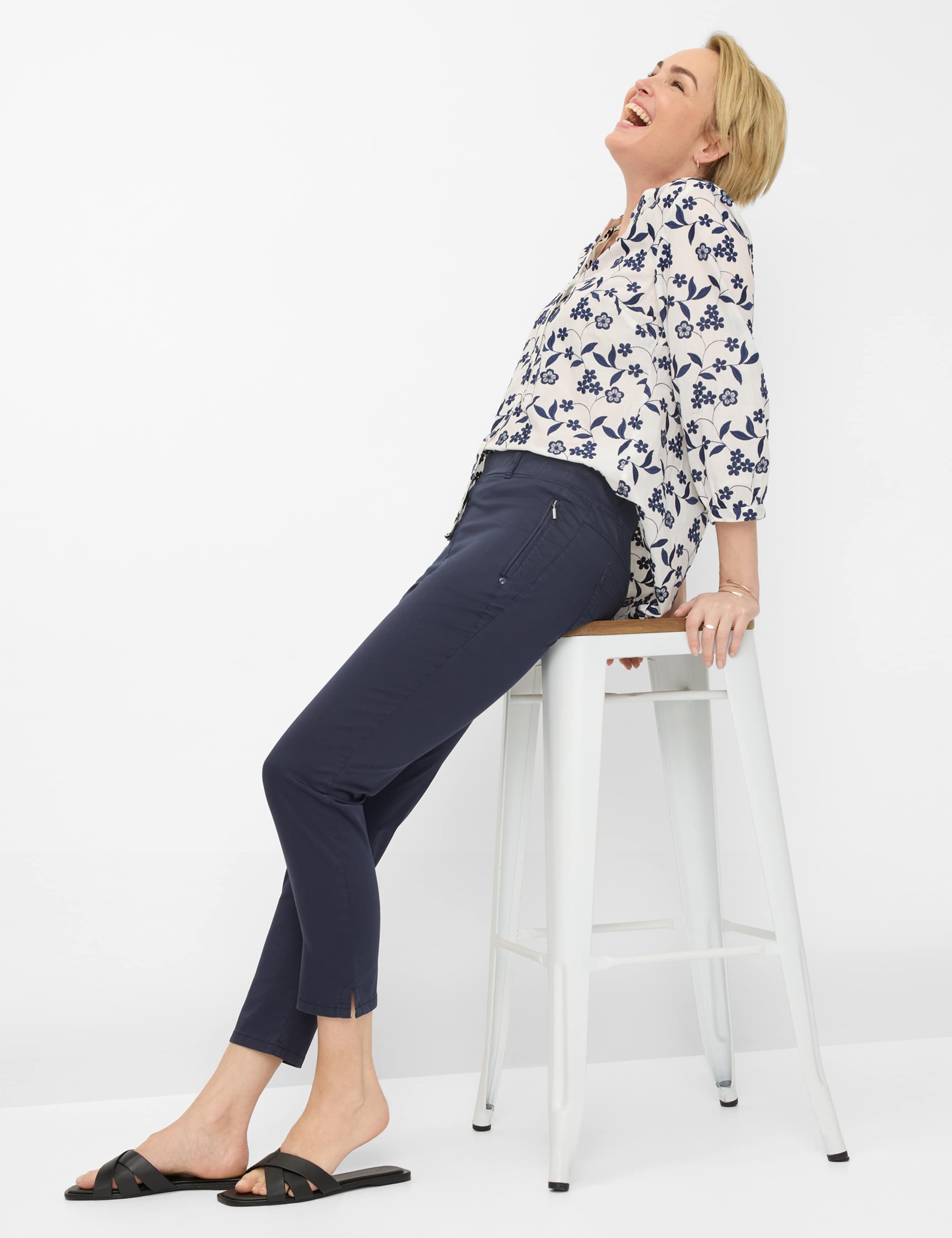 Femme Style LAVINA ZIP 6/8 Bleu Foncé Super Slim Fit Détail 1