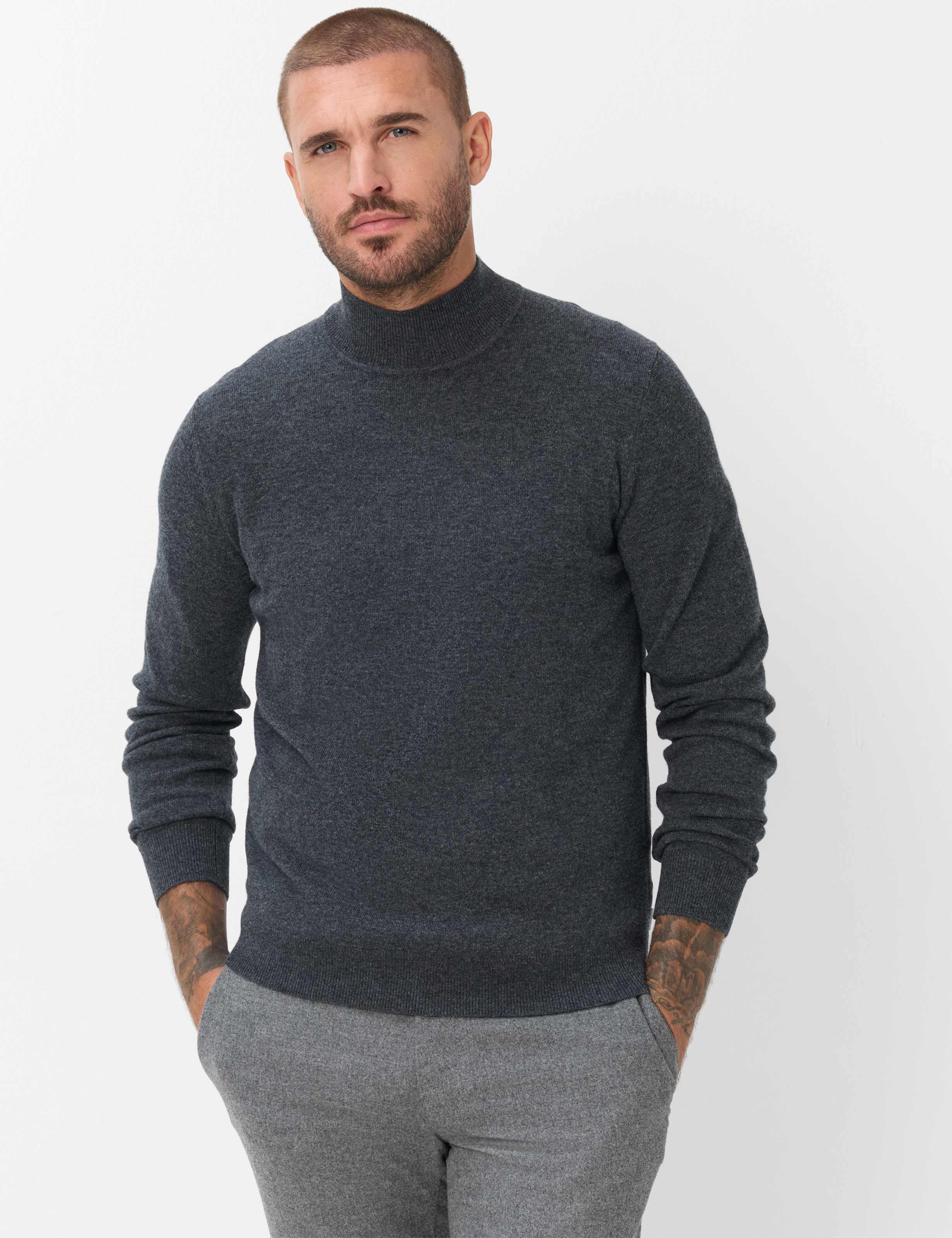 Brax Heren Trui  Style BEN cement, donkergrijs, maat M
