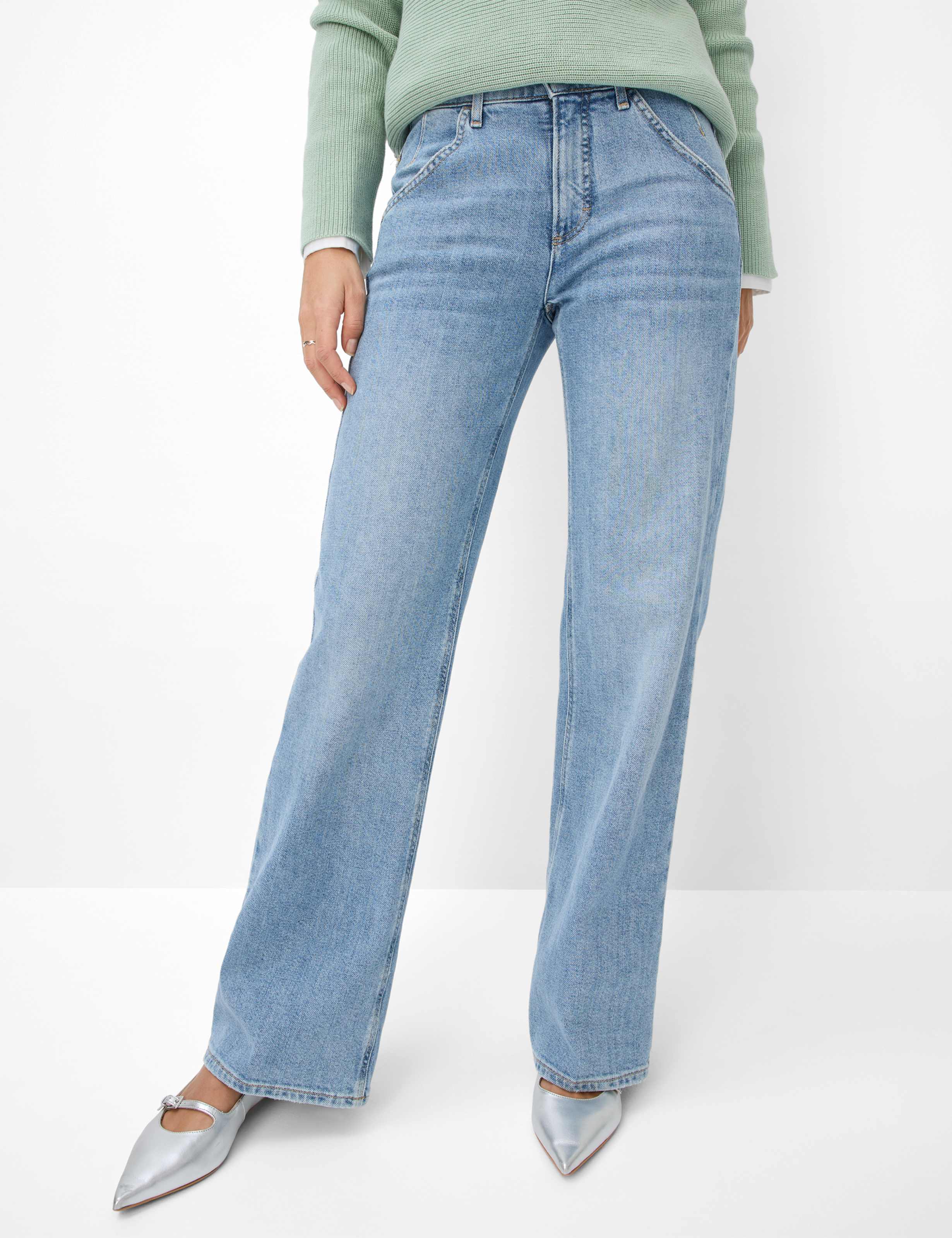 Dame Style MAINE Denim Blå Wide Leg Model foran