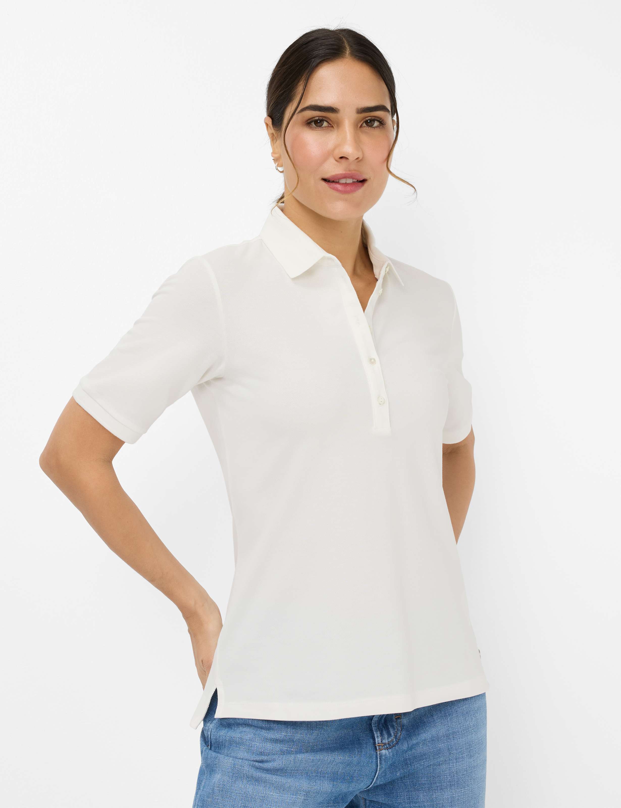 Brax Damen Polo Style CLEO offwhite, cremeweiß, Gr. 46