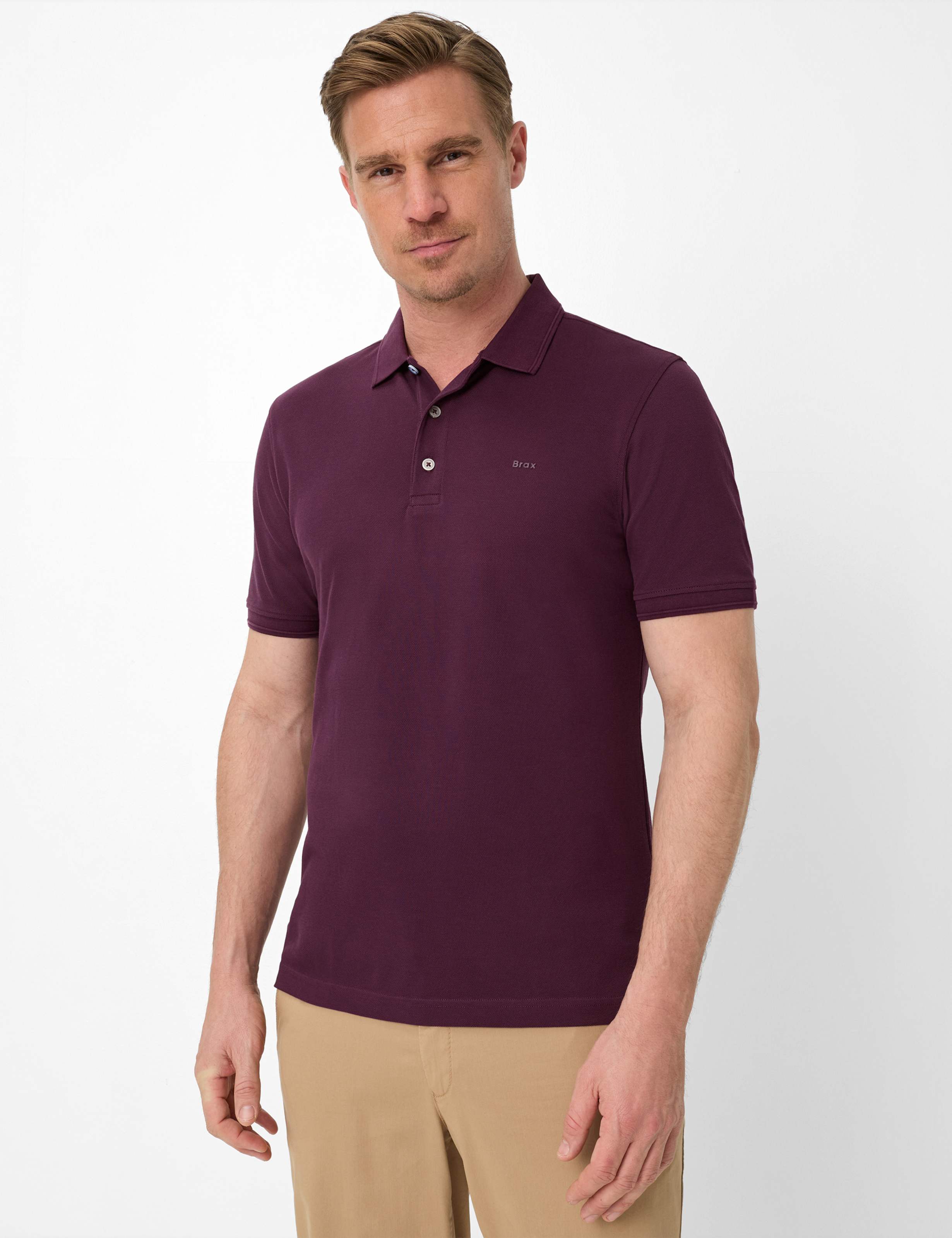 Brax Herren Polo Style PETE summer grape, dunkelrot, Gr. XL