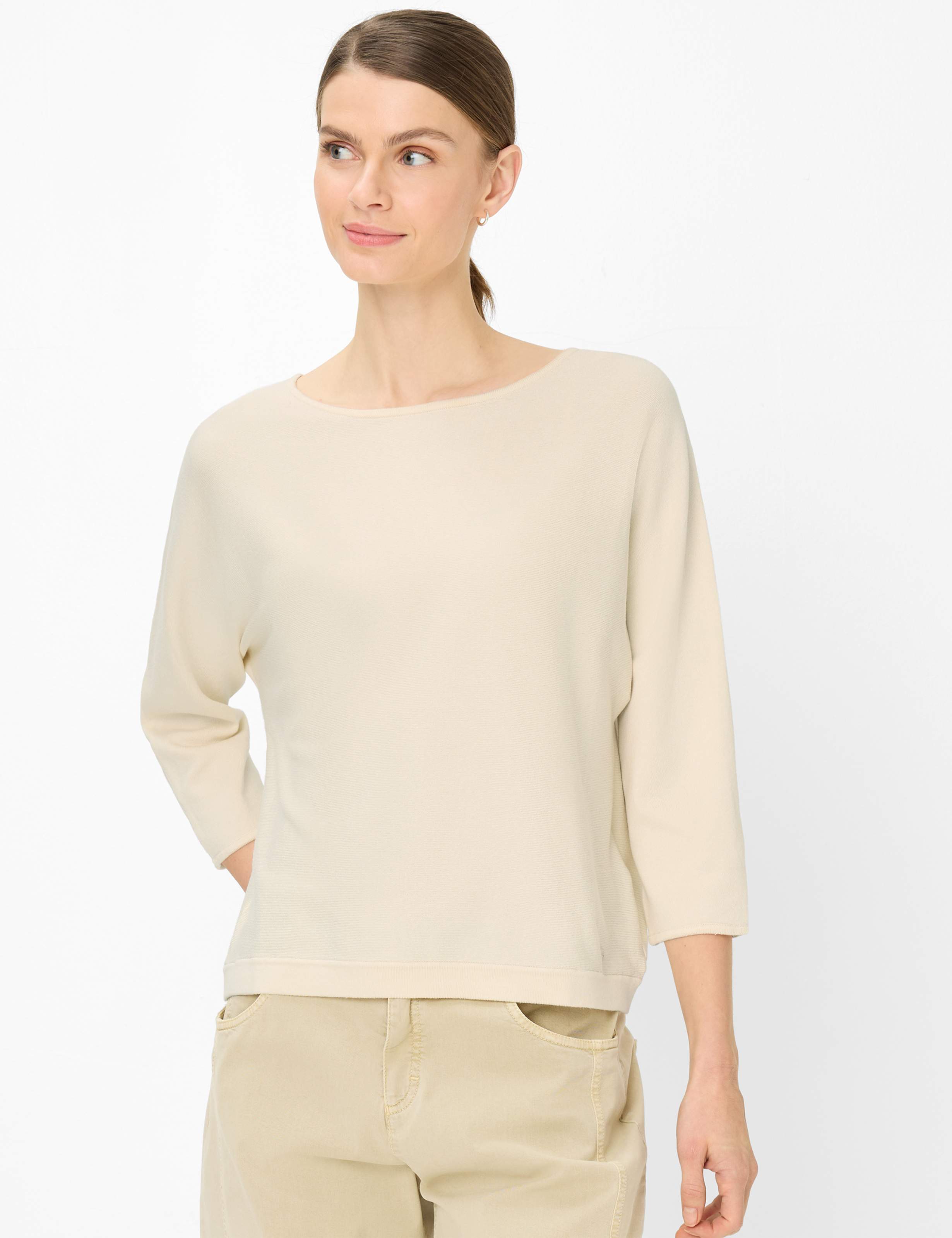 Brax Damen Pullover Style EMMA dark ecru, Beige, Gr. 46