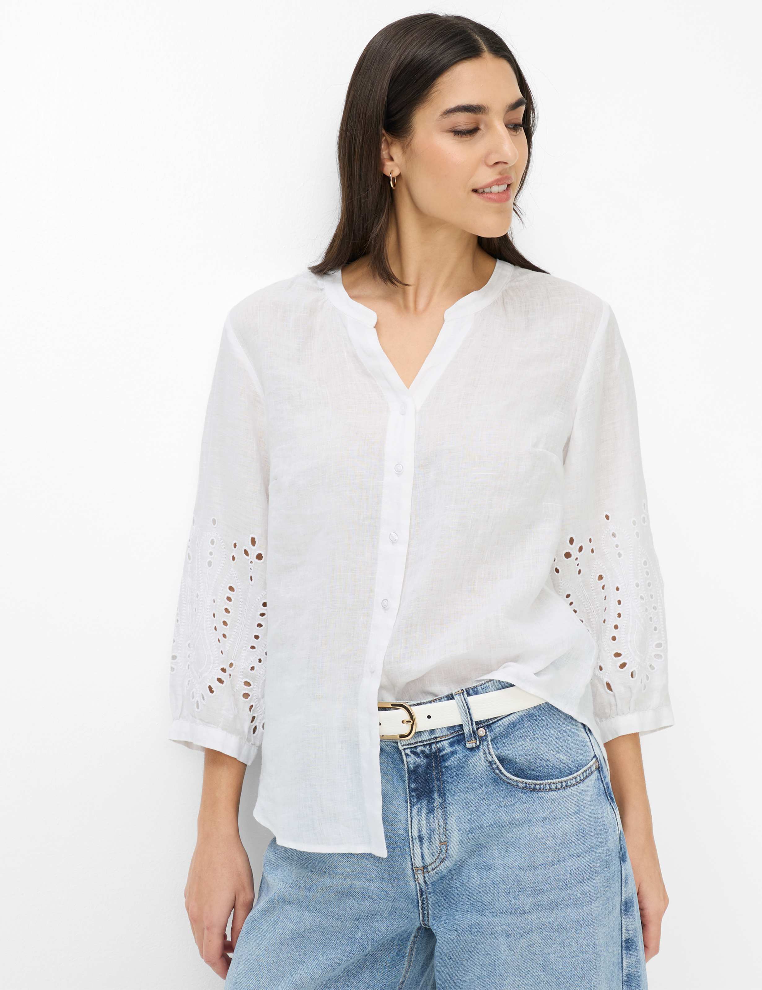 Brax Damen Bluse Style VELIA white, weiß, Gr. 38