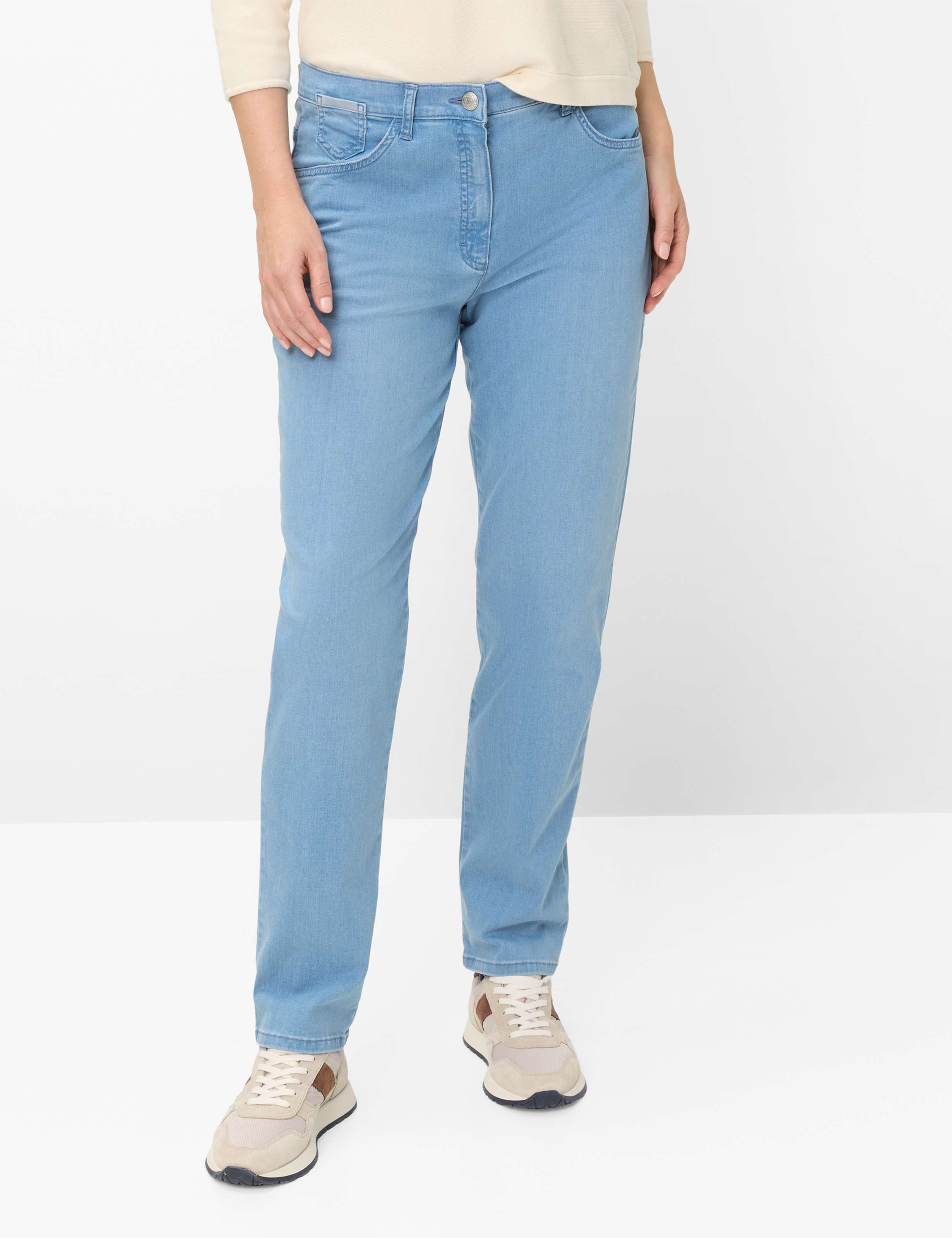 Raphaela by Brax Damen Five-Pocket-Hose Style CORRY BLEACHED LIGHT BLUE SLIGHTUSED, denim hellblau, Gr. 42K