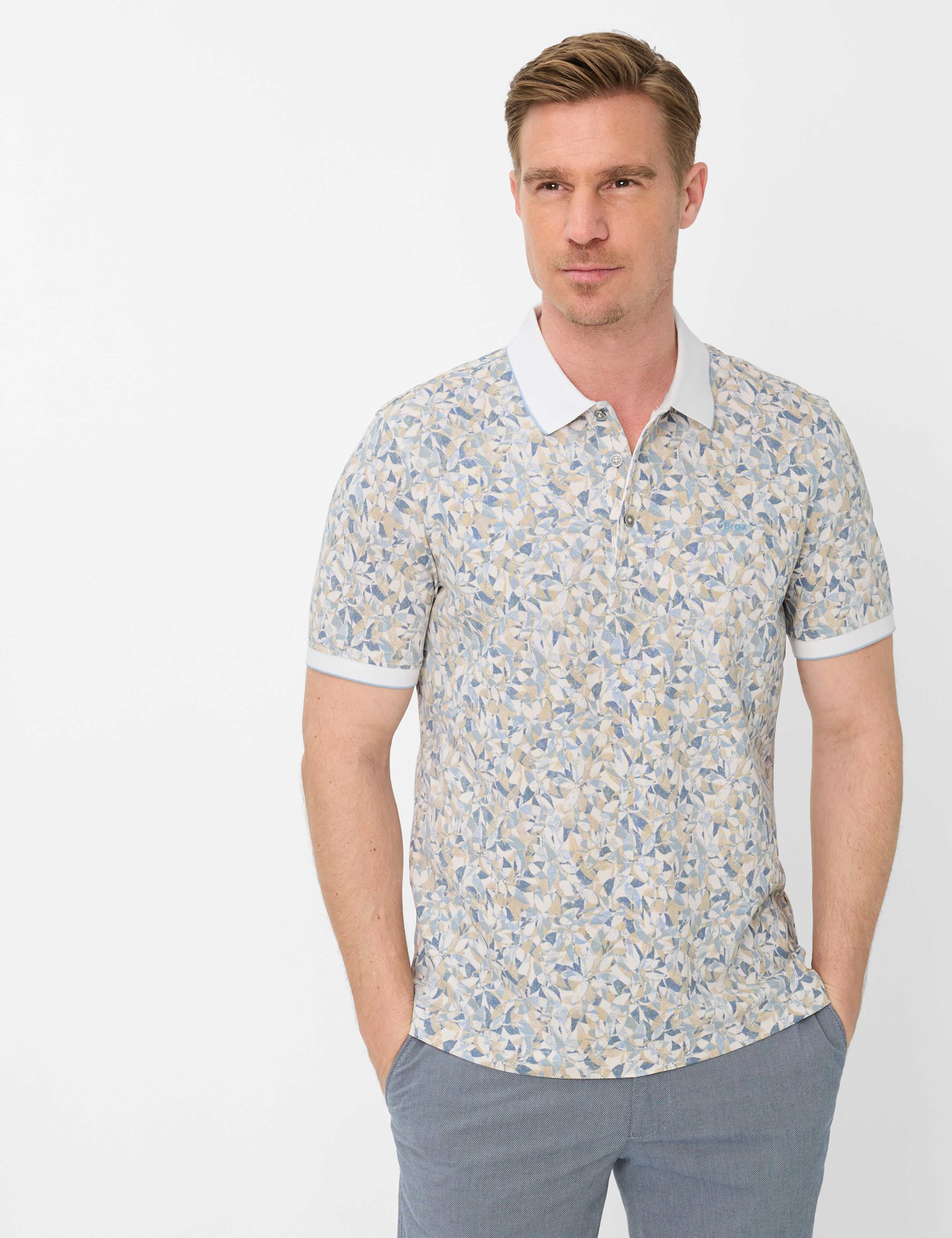 Brax Herren Polo Style PETE white, weiß, Gr. S