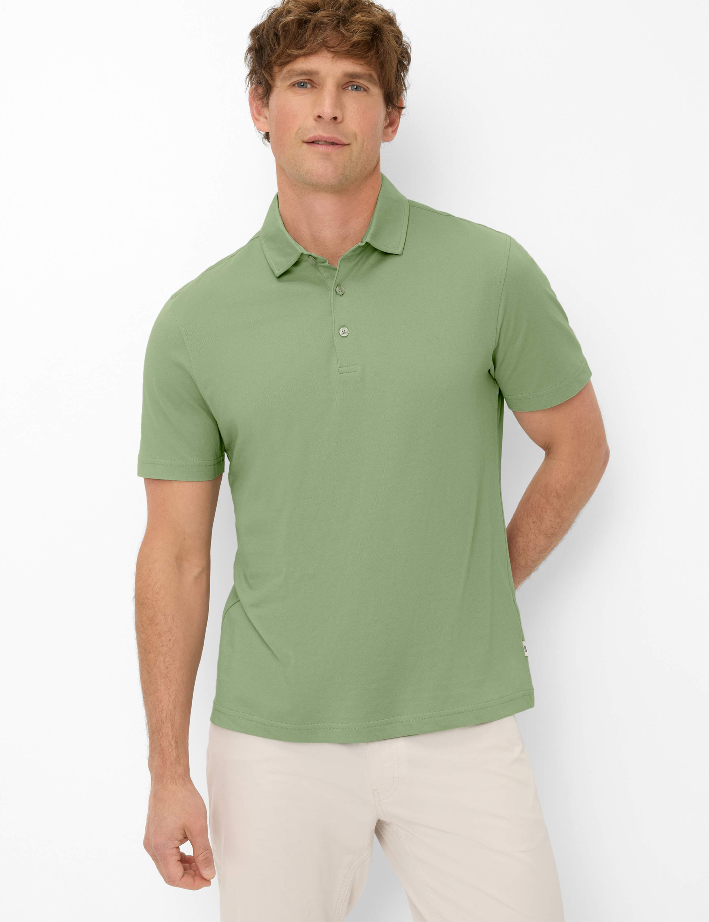 Brax Herren Polo Style PEPE herb, hellgrün, Gr. L