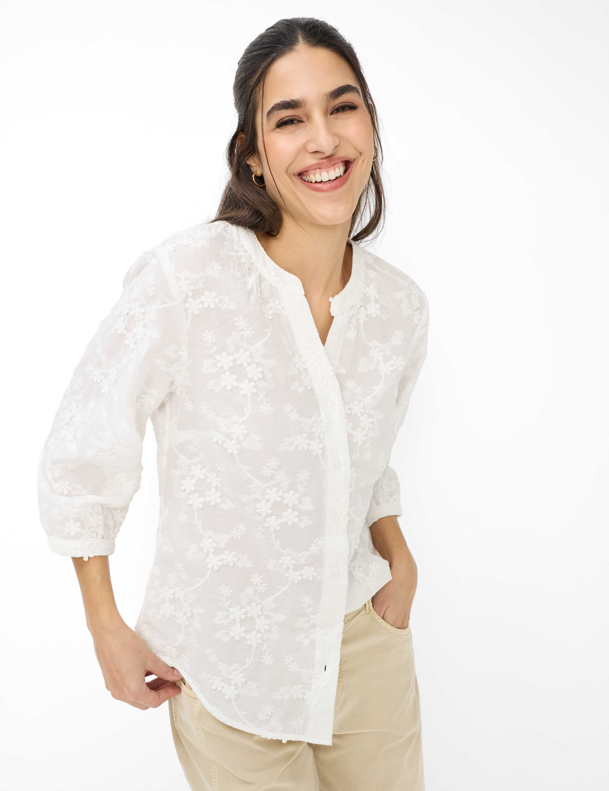 Brax Damen Bluse Style VELIA white, weiß, Gr. 44