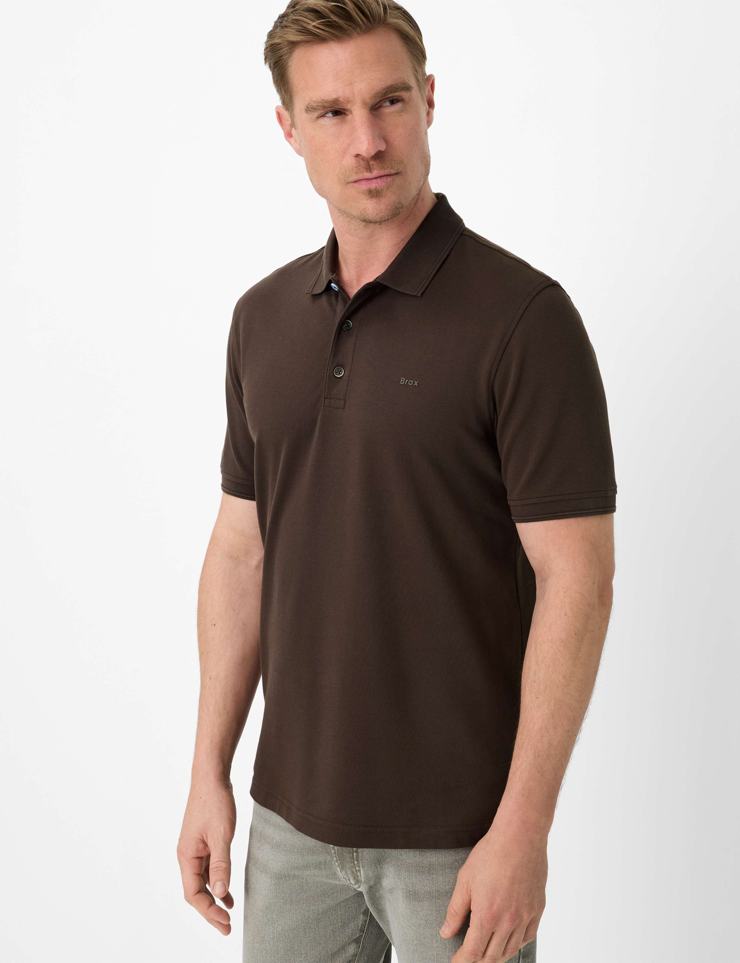 Brax Herren Polo Style PETE chocolate, dunkelbraun, Gr. M