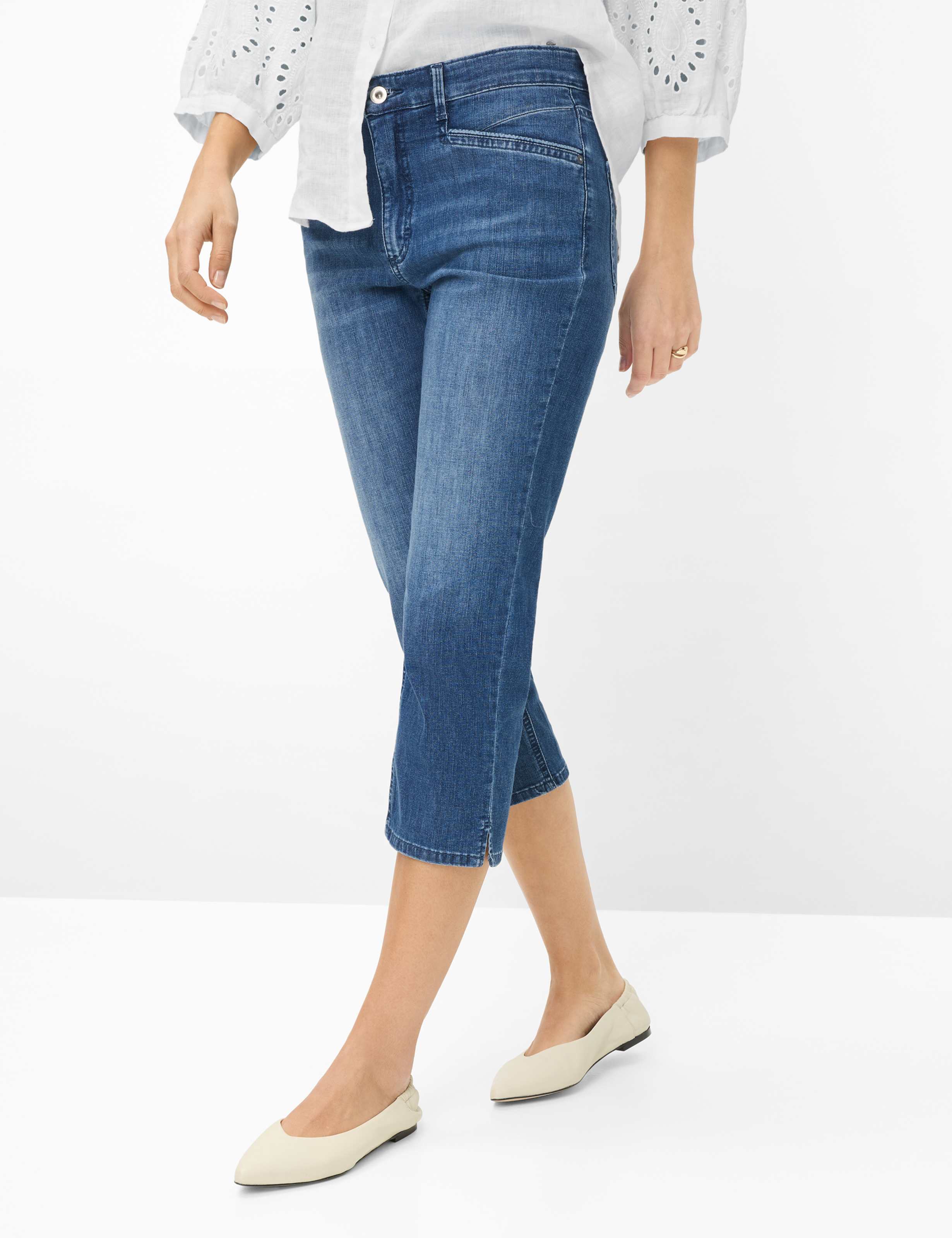 Brax Damen Caprihose Style MARY C USED REGULAR BLUE, denim blau, Gr. 42K