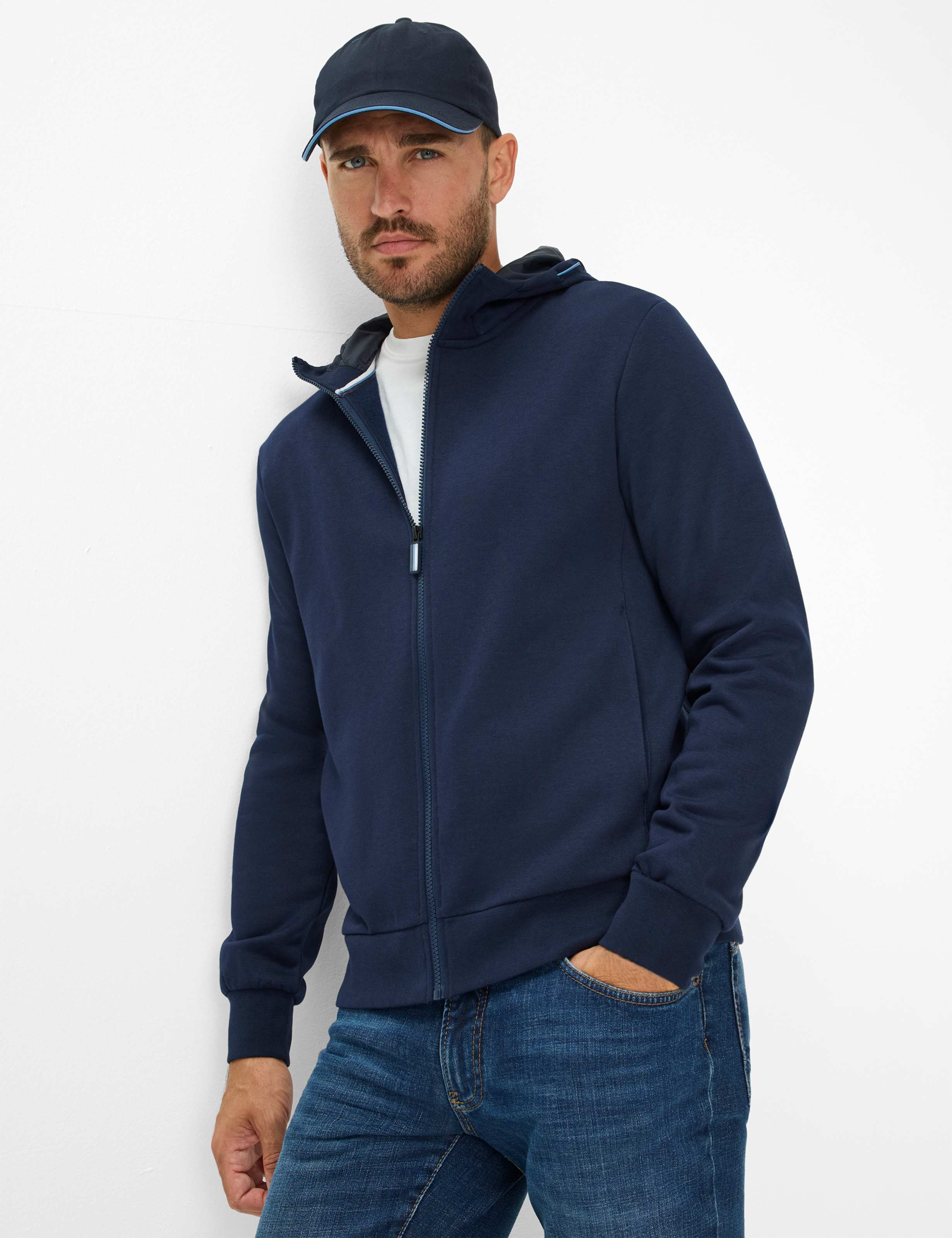 Brax Herren Sweatjacke Style SAMMY universe, Blau, Gr. 5XL