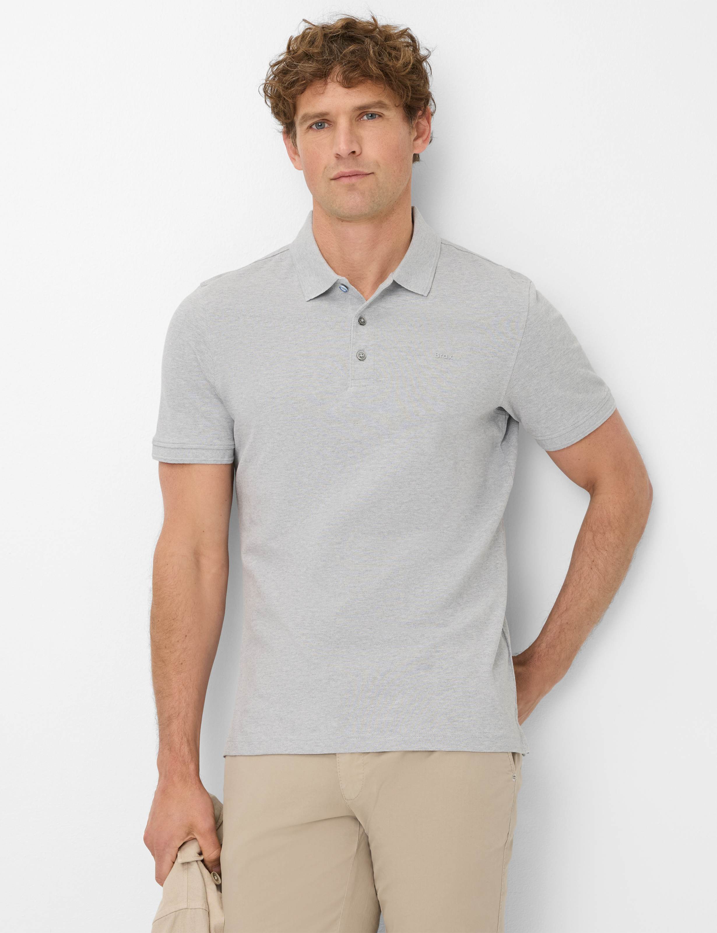 Brax Herren Polo Style PETE platin, hellgrau, Gr. XL
