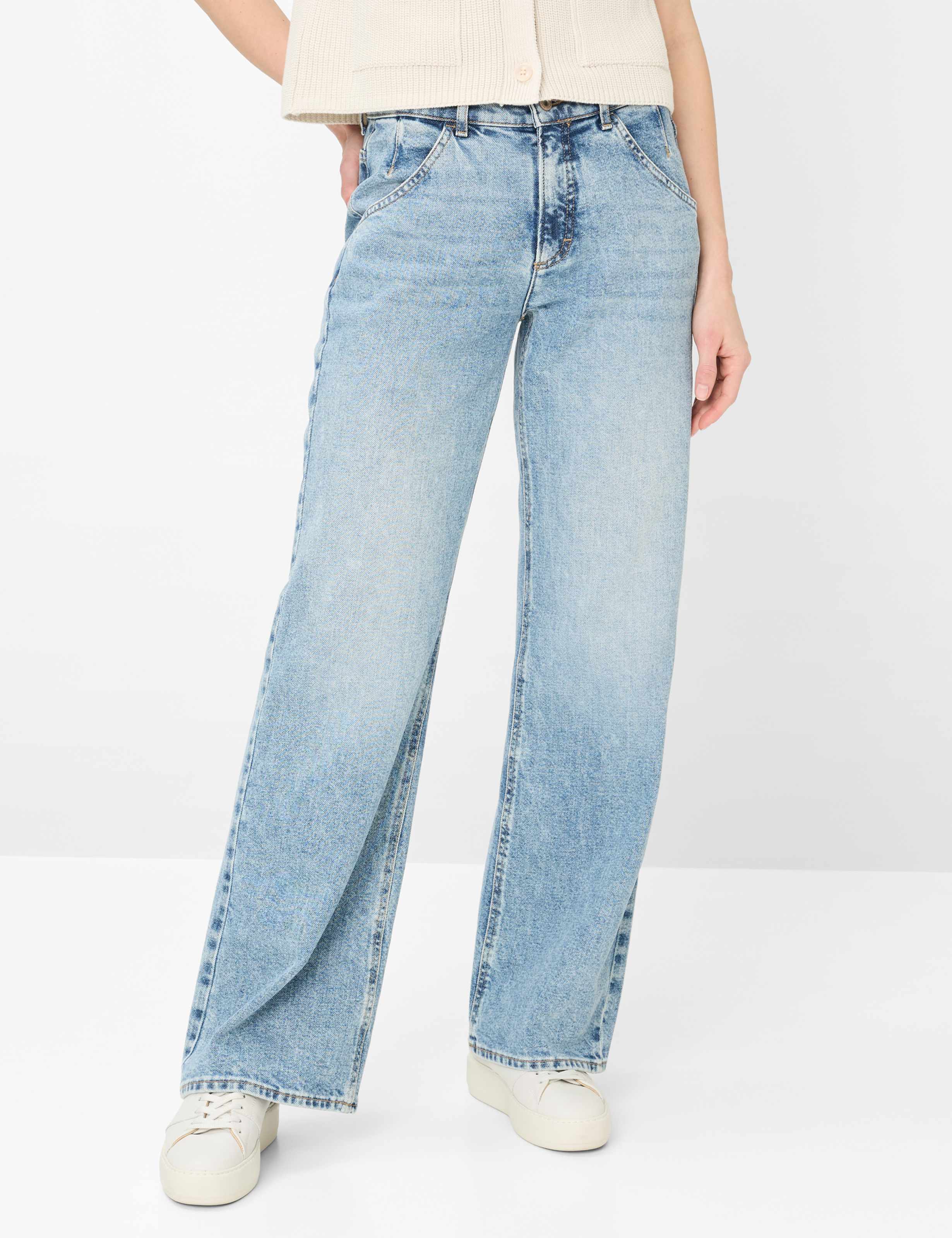 Brax Damen Palazzohose Style MAINE USED BLEACHED BLUE, denim hellblau, Gr. 38K