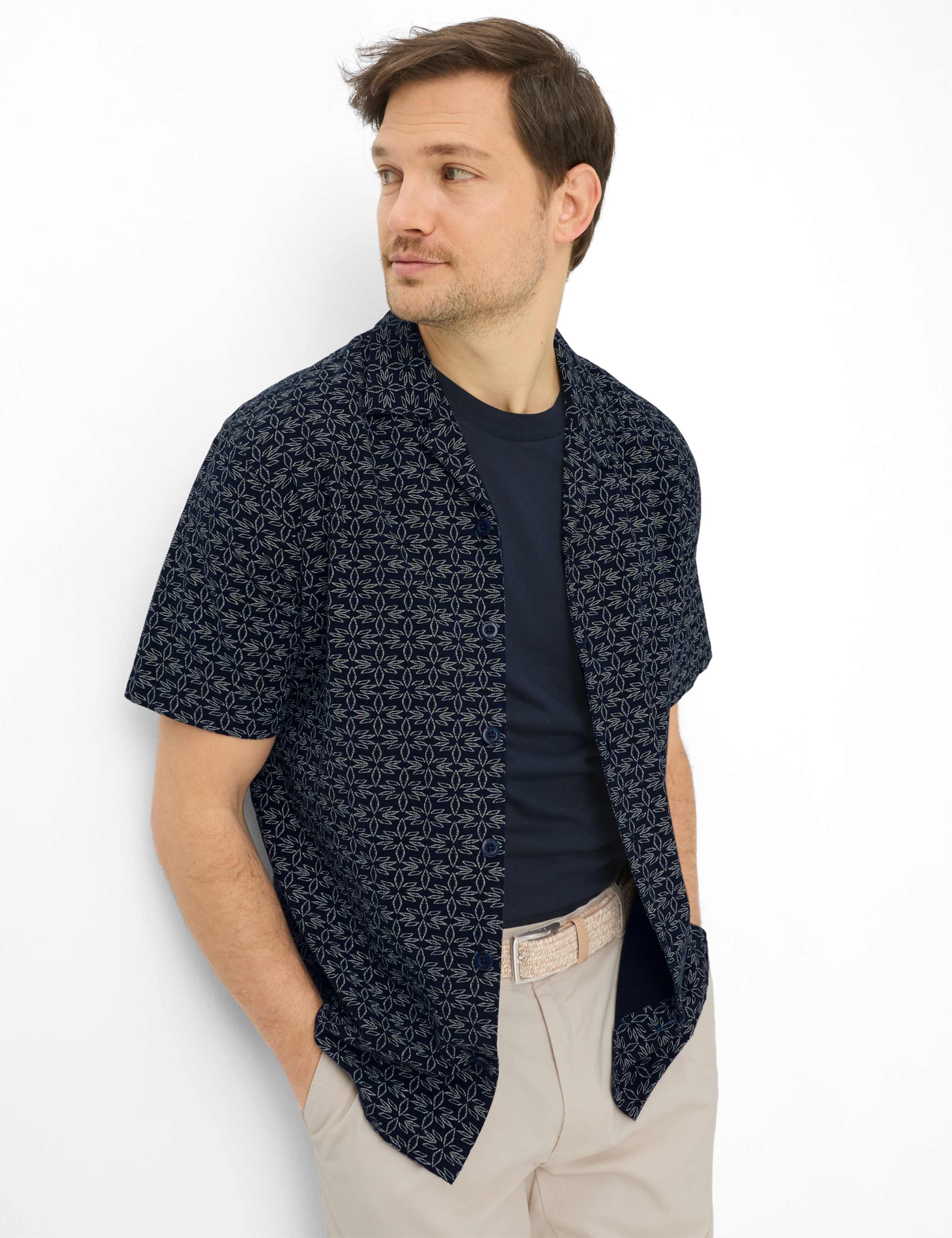Brax Herren Hemd Style LEO marine, Blau, Gr. XL