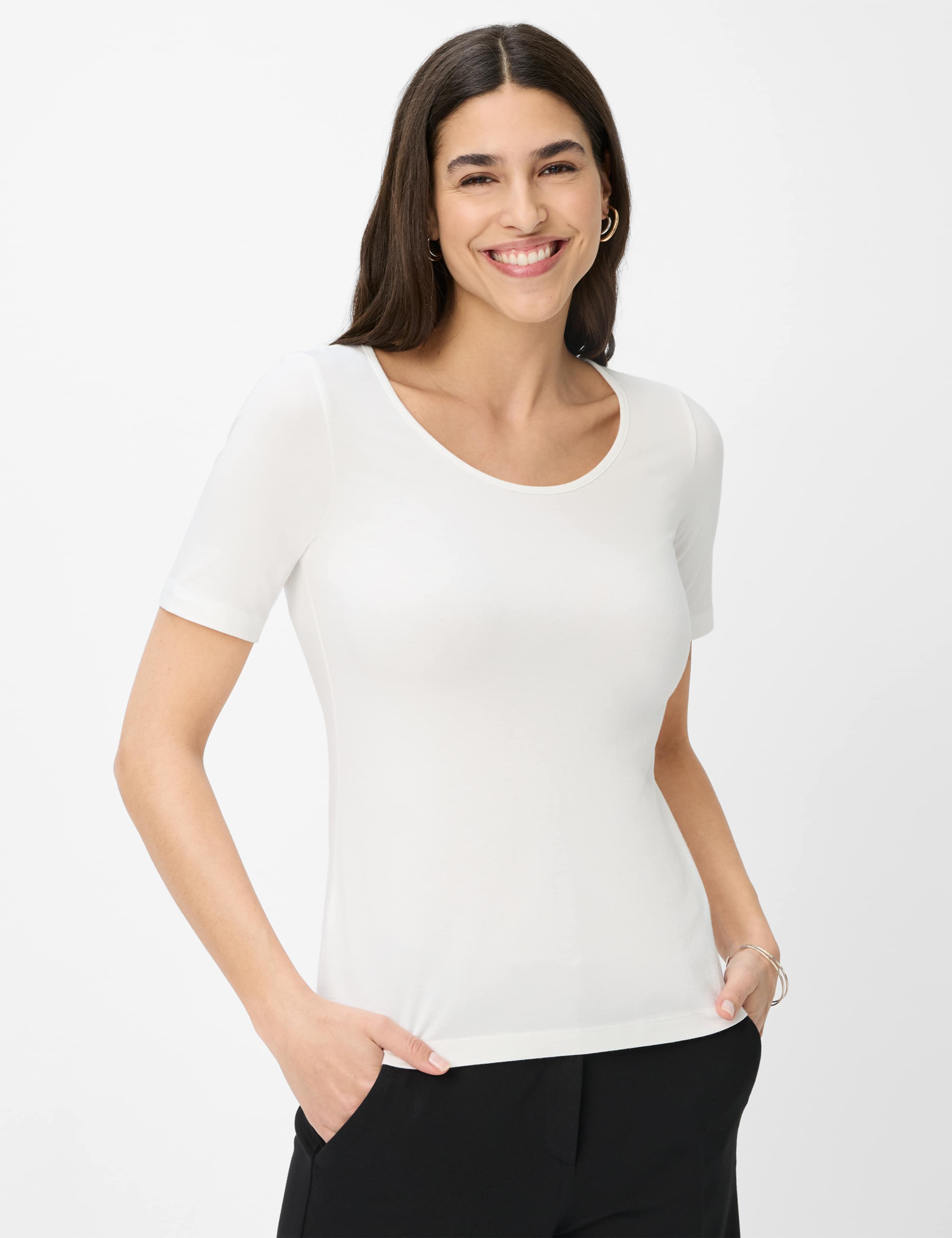 Brax Damen Shirt Style CORA offwhite, cremeweiß, Gr. 34