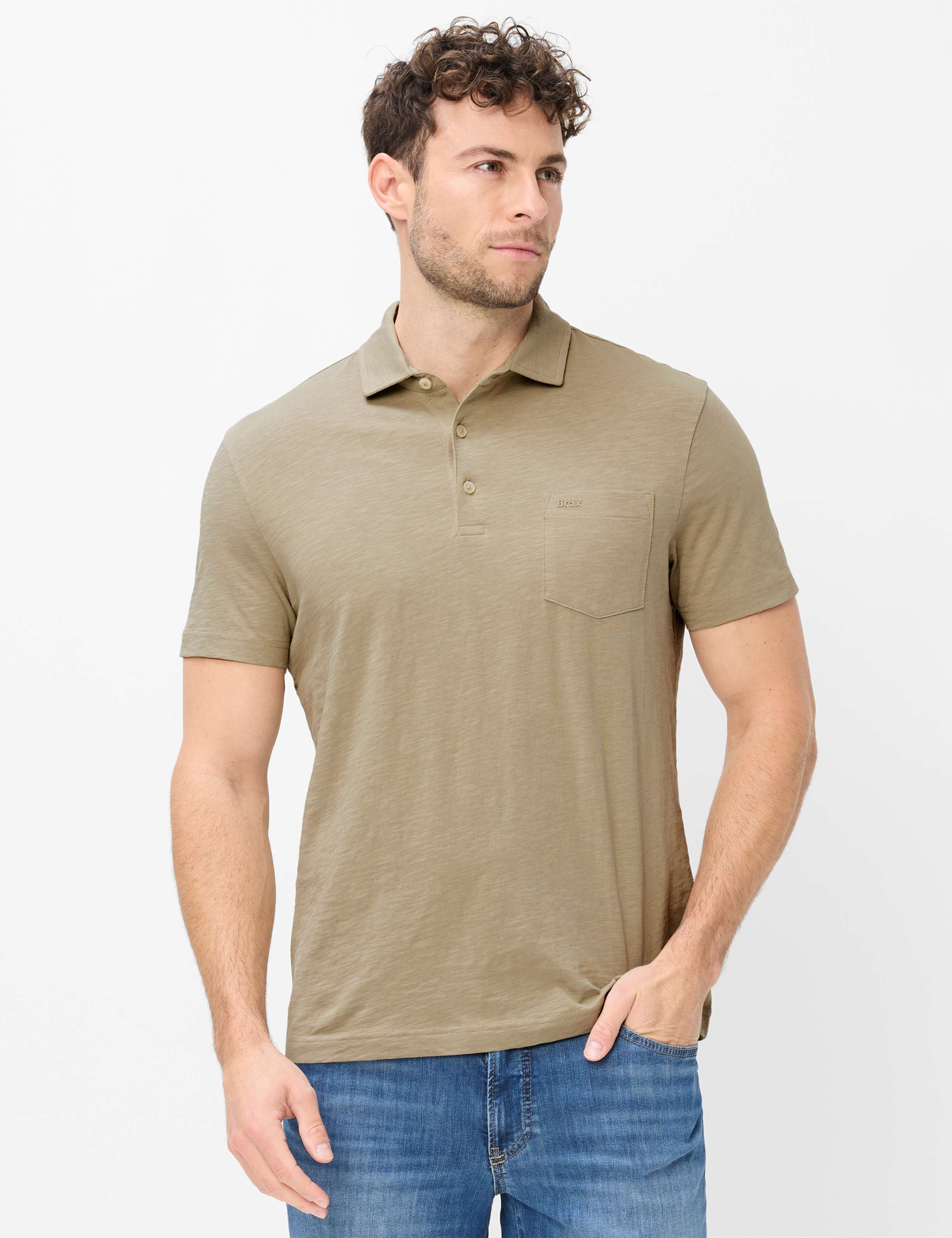 Brax Herren Polo Style PAVO light khaki Grün Khaki, grün - khaki, Gr. M