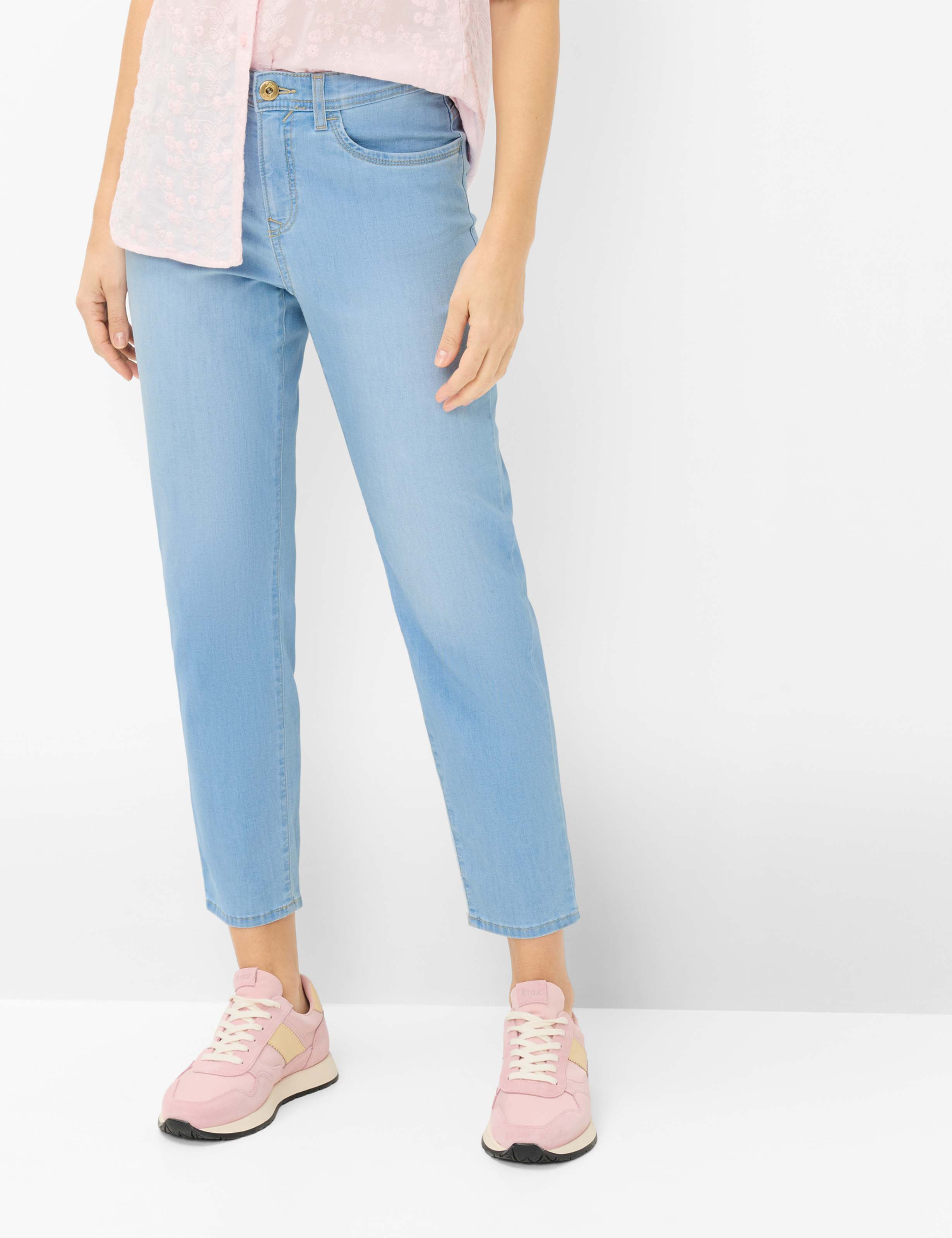 Brax Damen Five-Pocket-Hose Style CAROLA S USED BLEACHED BLUE, denim hellblau, Gr. 44K