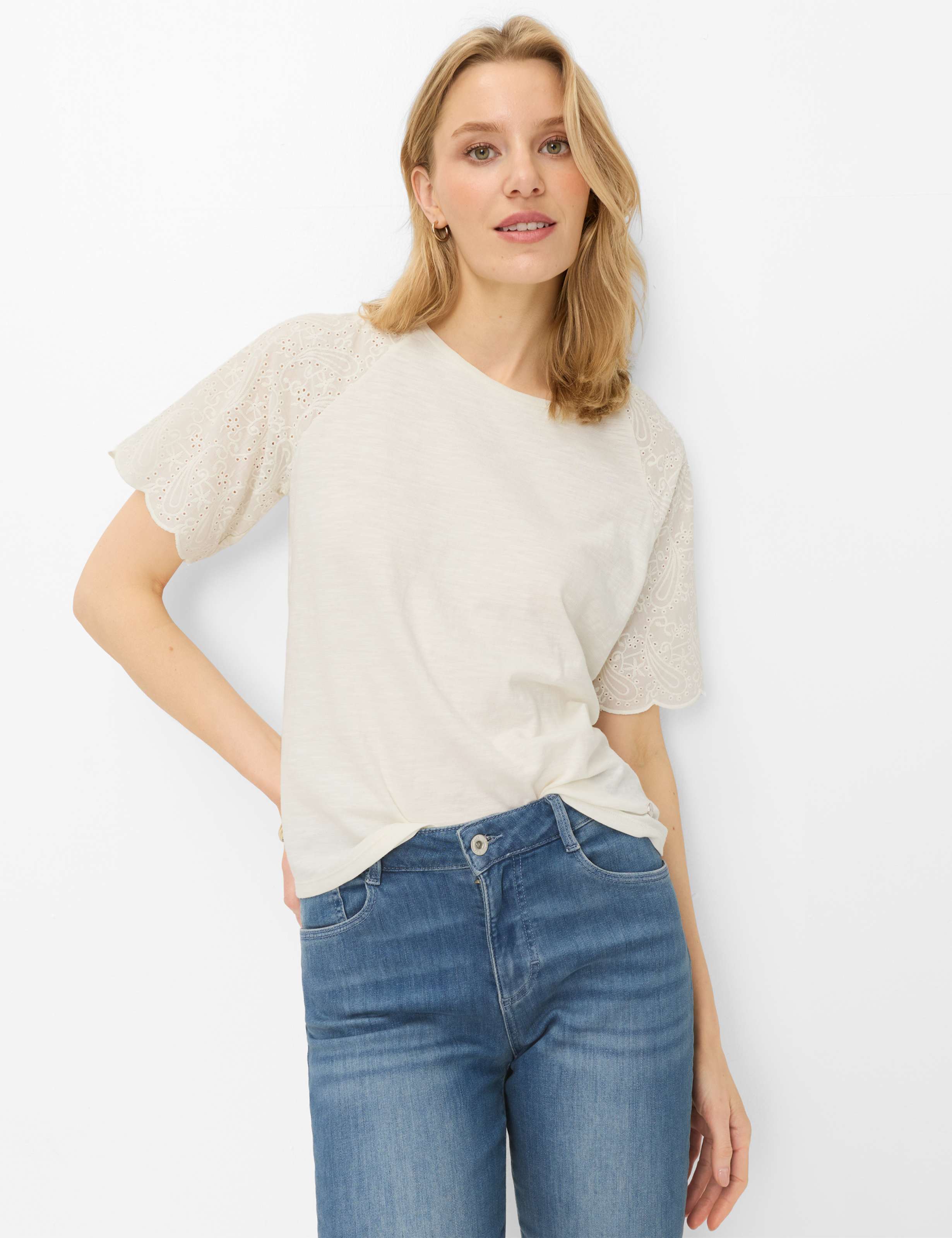 Brax Damen Shirt Style CAELEN soft ecru, cremeweiß, Gr. 48