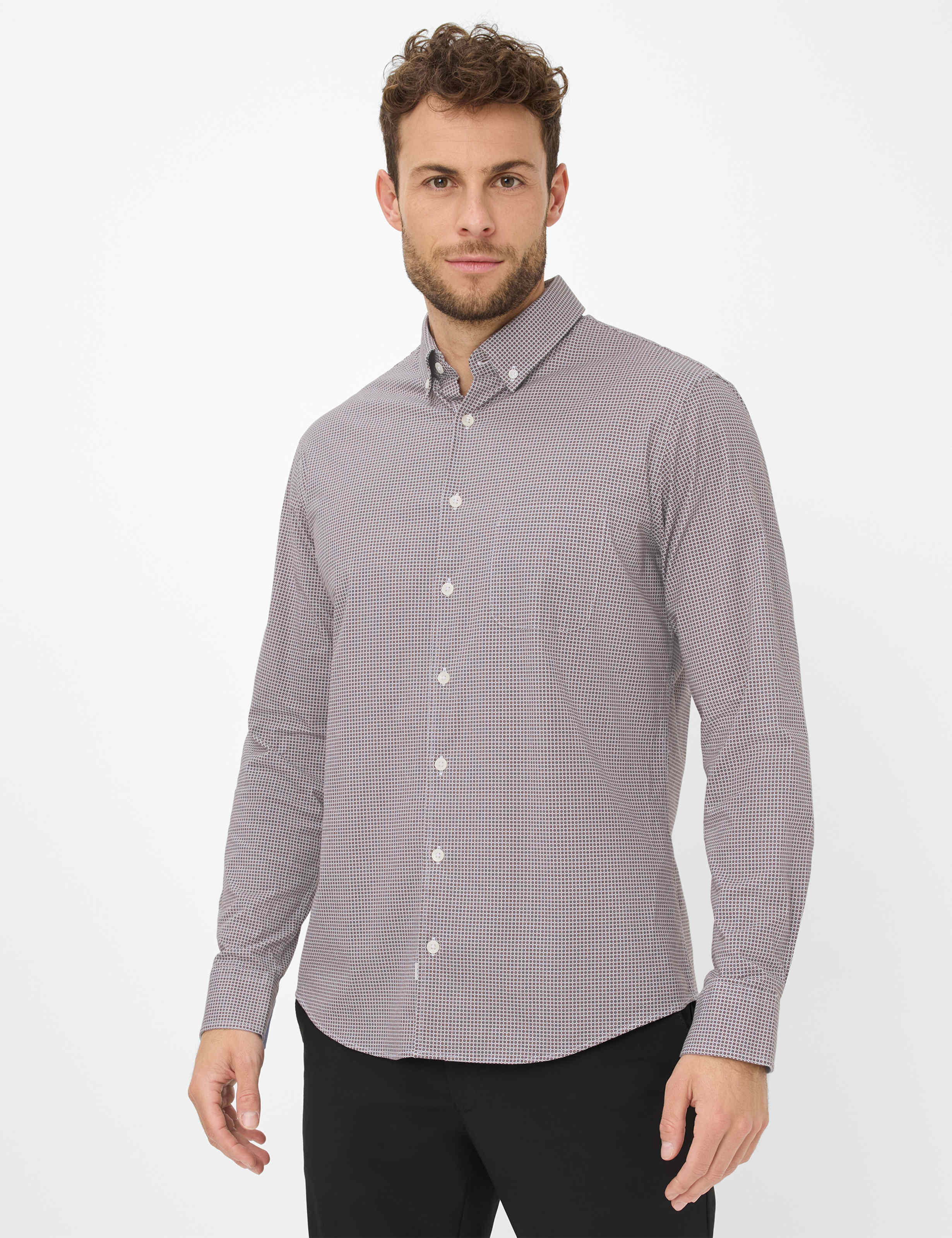 Brax Herren Hemd Style DANIEL peanut, braun, Gr. M