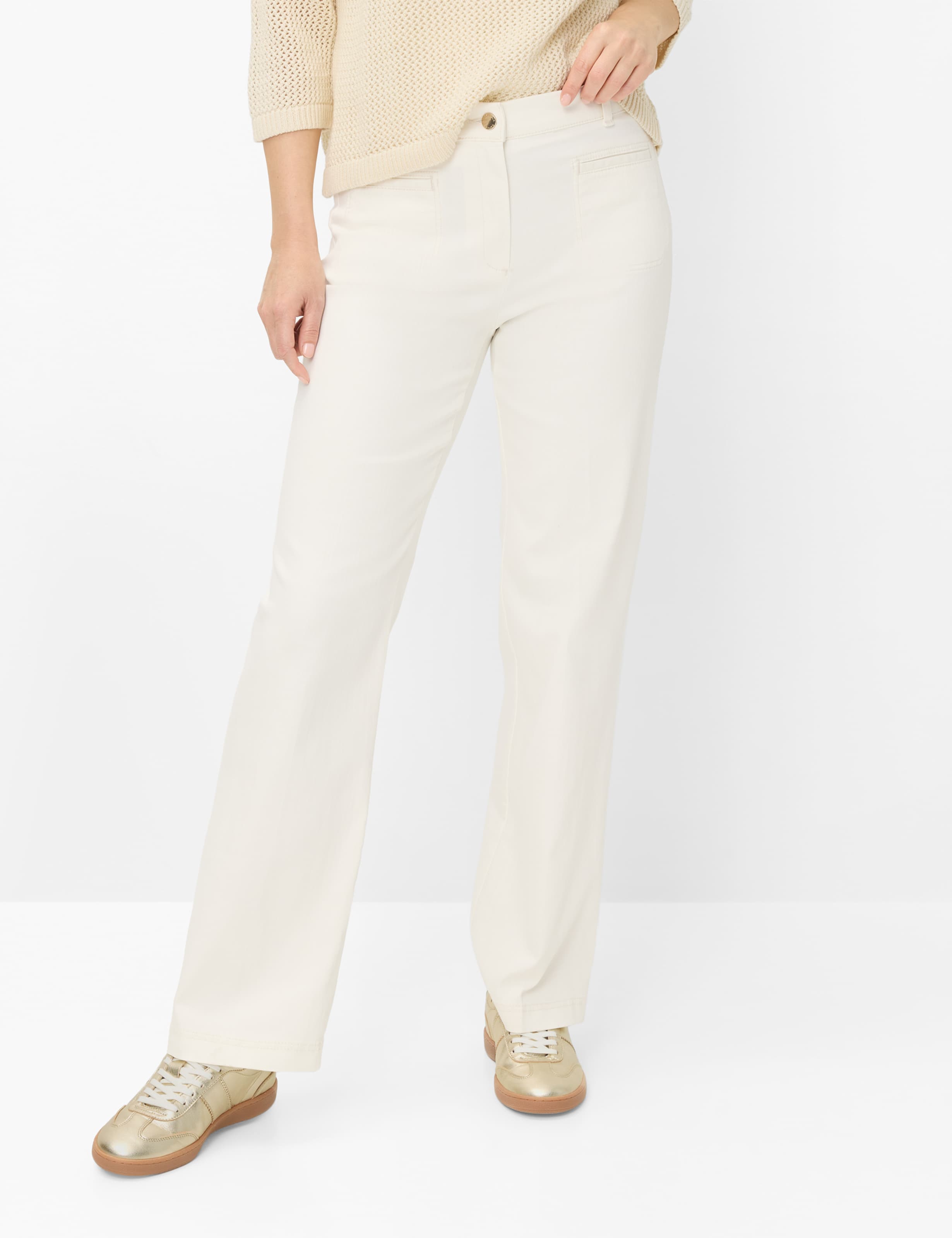 Raphaela by Brax Damen Marlenehose Style PEGGY FLARED ECRU, denim cremeweiß, Gr. 46