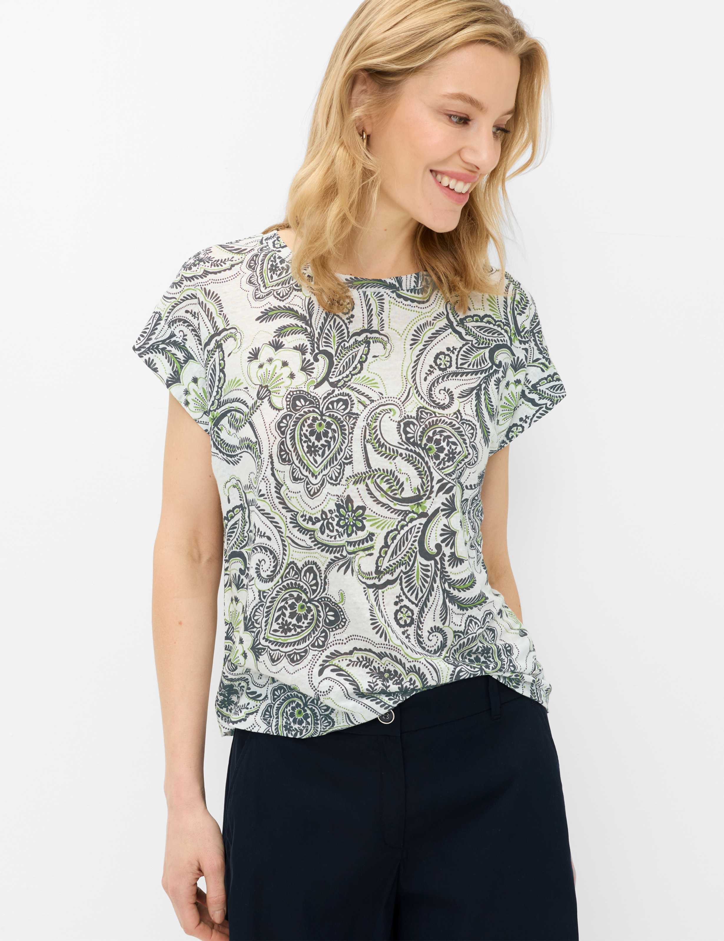 Brax Damen Shirt Style CAELEN S soft ecru, cremeweiß, Gr. 40