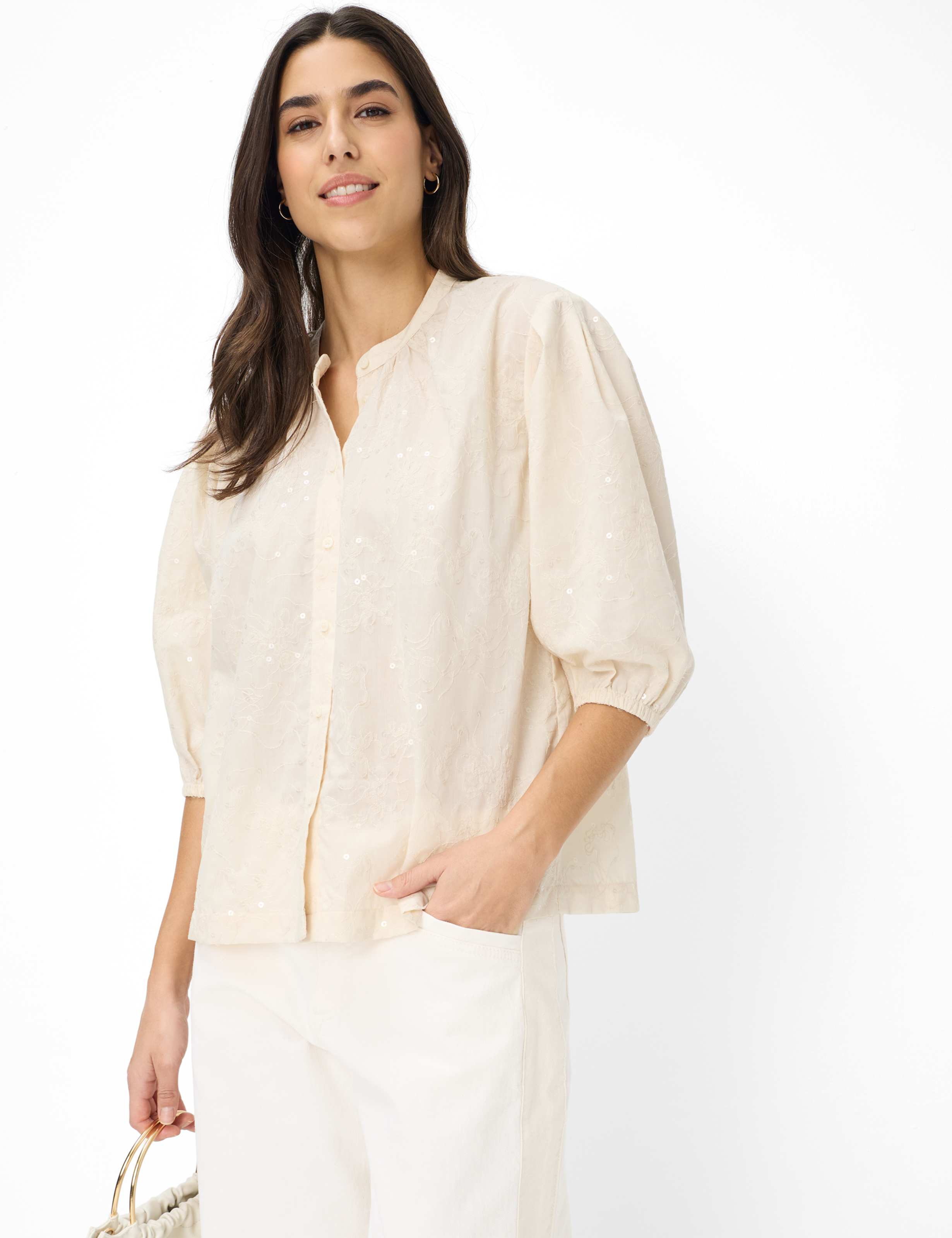 Brax Damen Bluse Style VIV soft ecru, cremeweiß, Gr. 48
