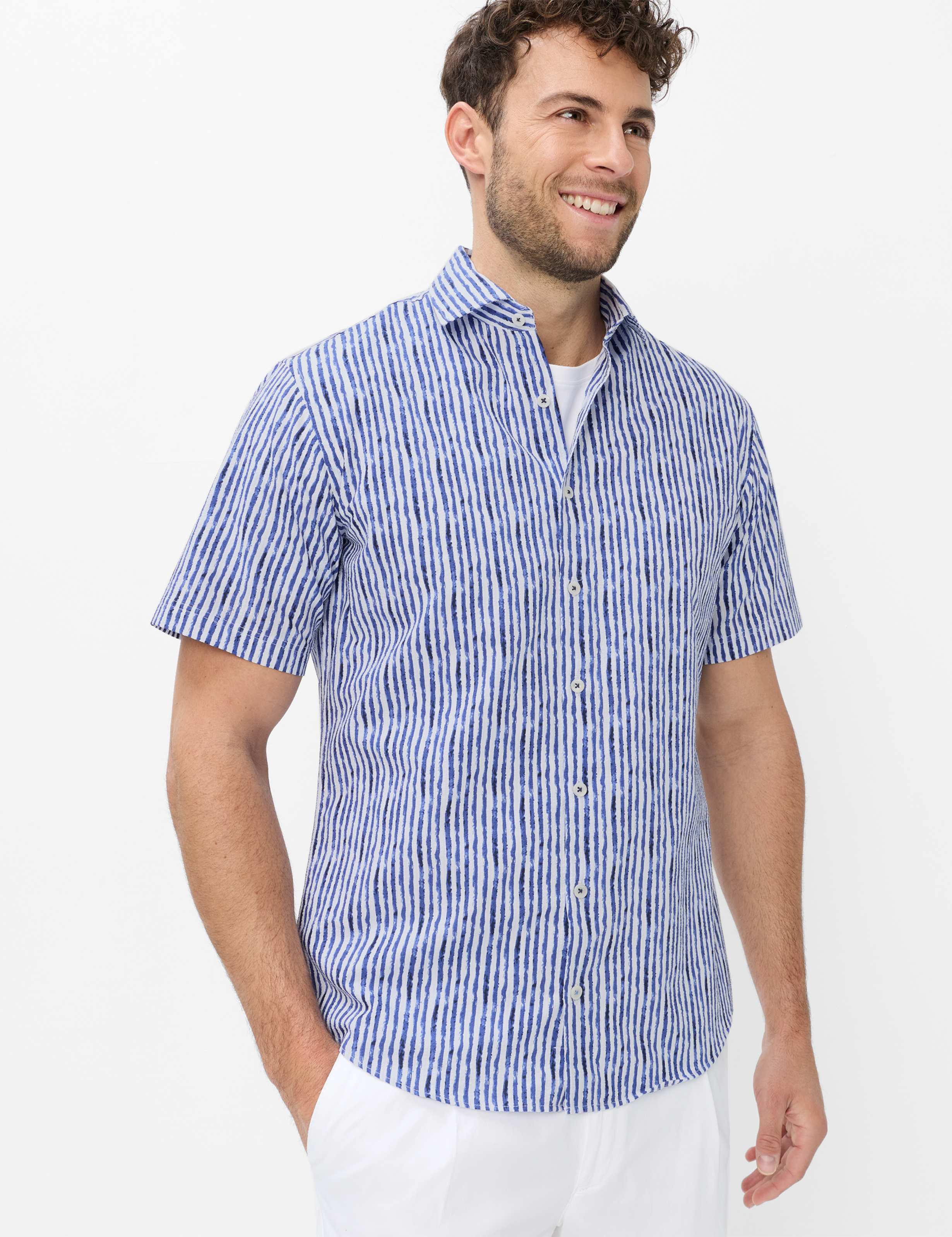 Brax Herren Hemd Style HARDY atlantic, Blau, Gr. M