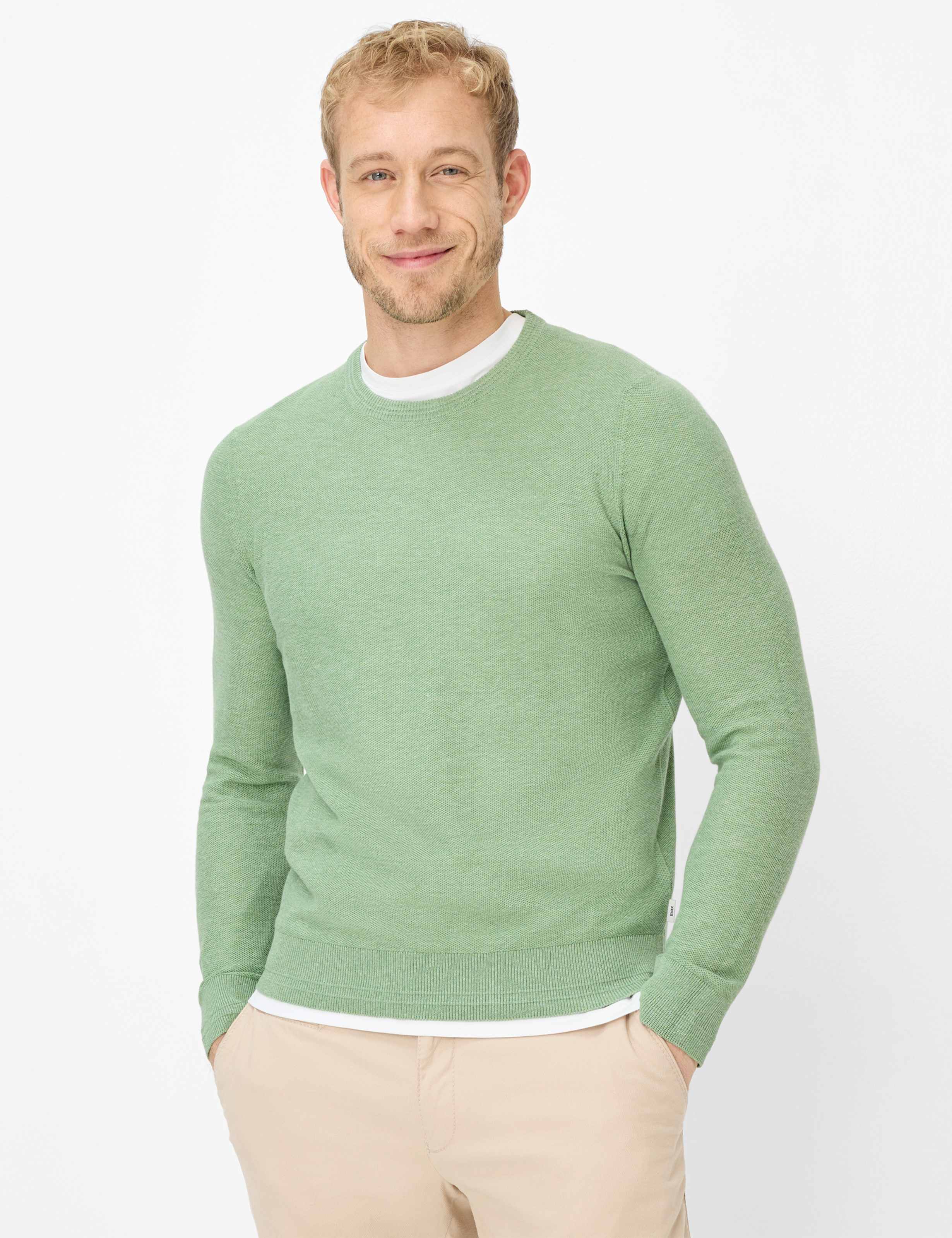 Brax Herren Strickpullover Style RICK herb, grün, Gr. 4XL